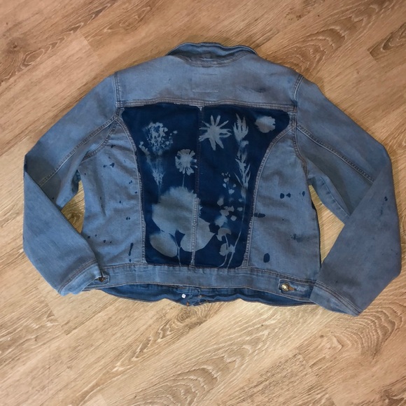 Women’s Cyanotype jean jacket with floral butterfly detail - Picture 4 of 4
